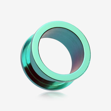 A Pair of Colorline Steel Screw-Fit Ear Gauge Tunnel Plug-Green